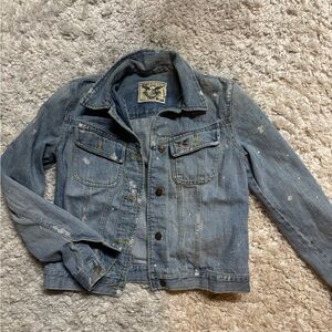 American Living paint splatter denim jacket